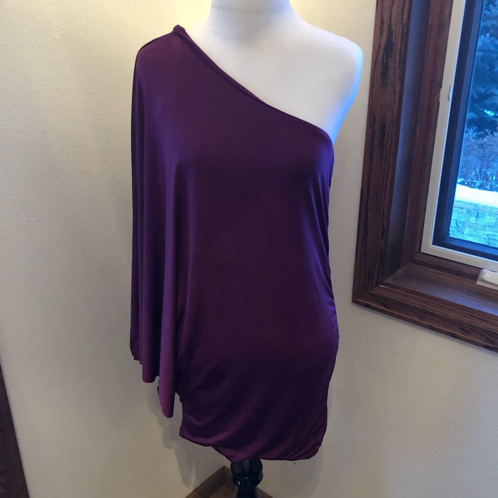 Purple one shoulder body con dress